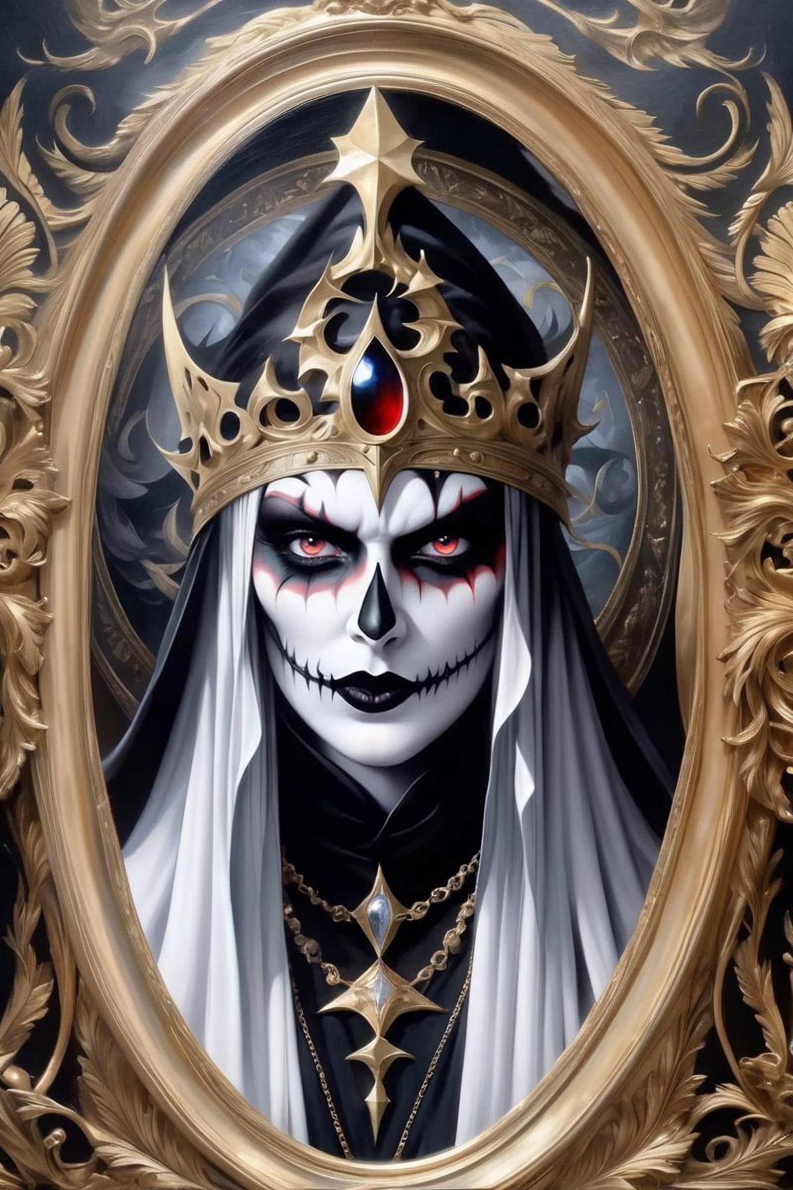 AI generated: An oil painting of the (true evil:1.2), in the style of trompe - l'Sil illusionistic detail, blink -...
