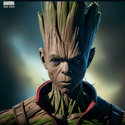 AI generated: Groot is a comic book character published by Marvel Comics, from Guardians of the Galaxy, hyperdetai...