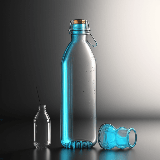 AI generated: high-fidelity sketch of a PET bottle with modern swirl-shape, octane render, trending on artstation,...