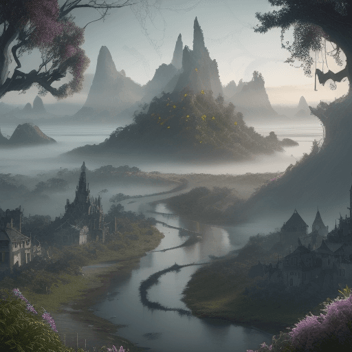 AI generated: hyper realistic high detail raytracing octane render. Foggy Sea of Darkness. Brightly beautiful. Mar...
