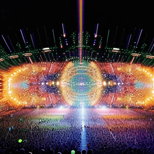 AI generated: hundreds dancing people on earth, everyone is happy, music, 8k