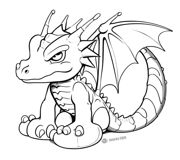 AI generated: cartoon sweet baby dragon with a cookie  with only the lines so i can paint it and fit the canvas wi...