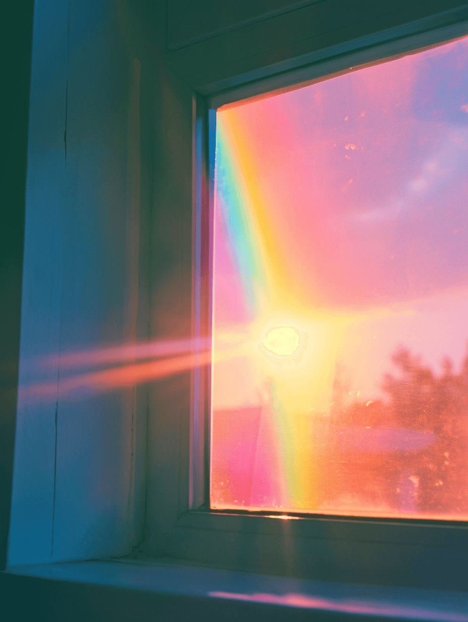 AI generated: disposable photography of rainbow, dreamy mood, --ar 3:4