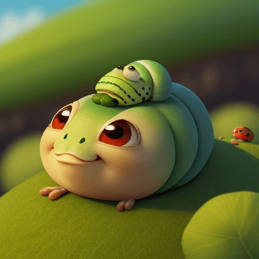 AI generated: Pixar animated cute caterpillar in beautiful landscape close up 