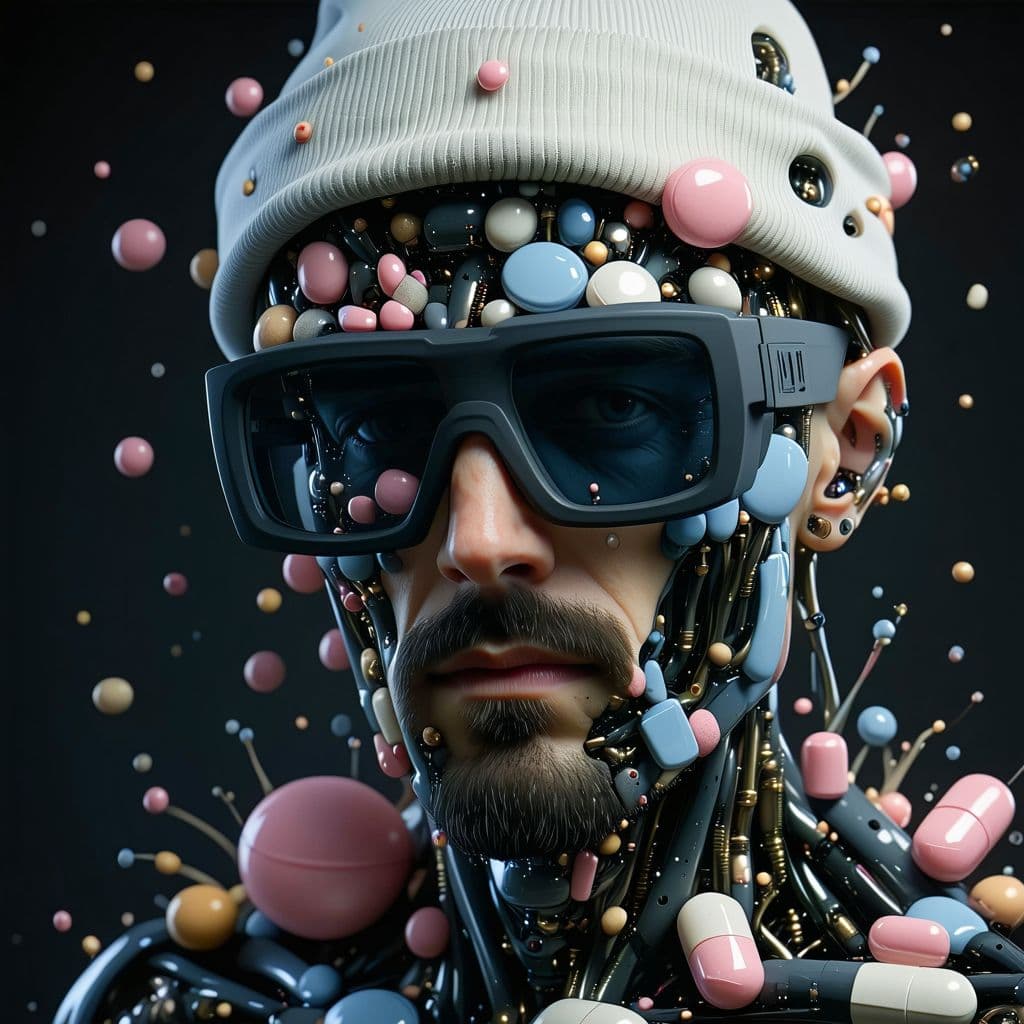 AI generated: a close up of a person wearing a beanie, digital art, inspired by Kubisi art, behance contest winner...