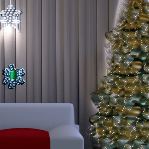 AI generated: santa laying on sofa sleeping warm cabin couch couch gift box christmas tree lights cartoon 3d style...