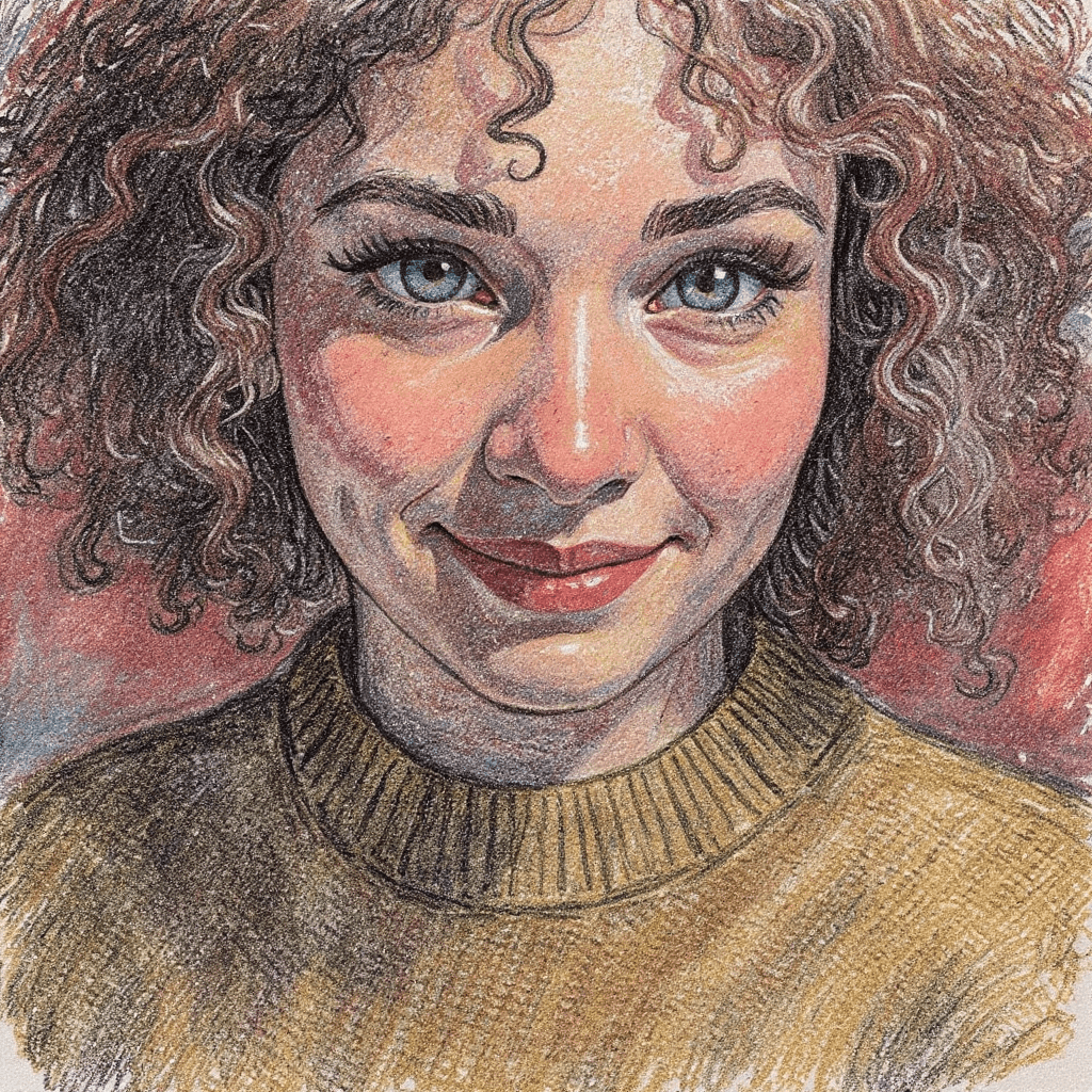 AI generated: Expressionist charcoal drawing, the uploaded image is stunning with piercing blue-green eyes, bold, ...