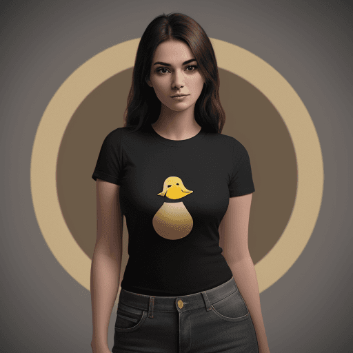 AI generated:  Realistic round shield shape logo((( a beautyful little duck minimalist))), t-shirt design with a v...