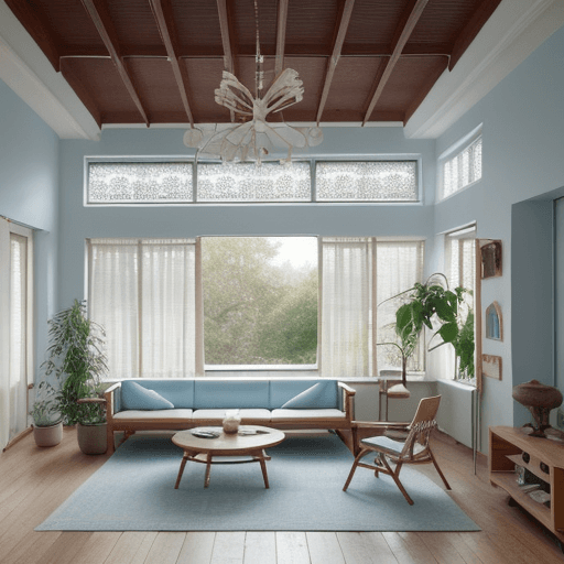 AI generated: High resolution photography interior design, dreamy sunken living room conversation pit, wooden floo...