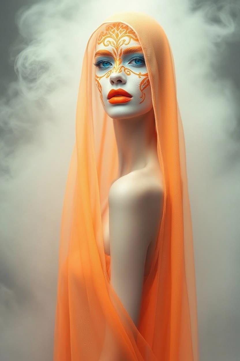 AI generated: "Fine art fashion photography. Full-hight vertical portrait, gorgeous lithe supermodel, intricate or...