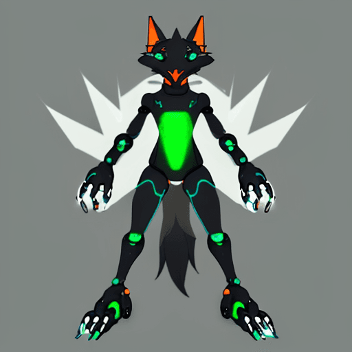 AI generated: Create an image of a Protogen character fursona. The Protogen has a technologically advanced machine...