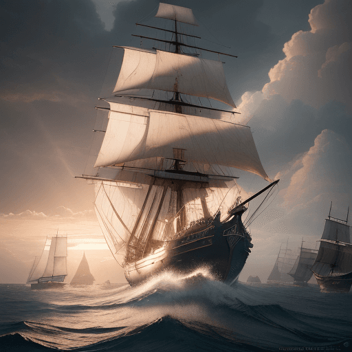 AI generated: Photo of a ultra realistic sailing ship, dramatic light, pale sunrise, cinematic lighting, battered,...