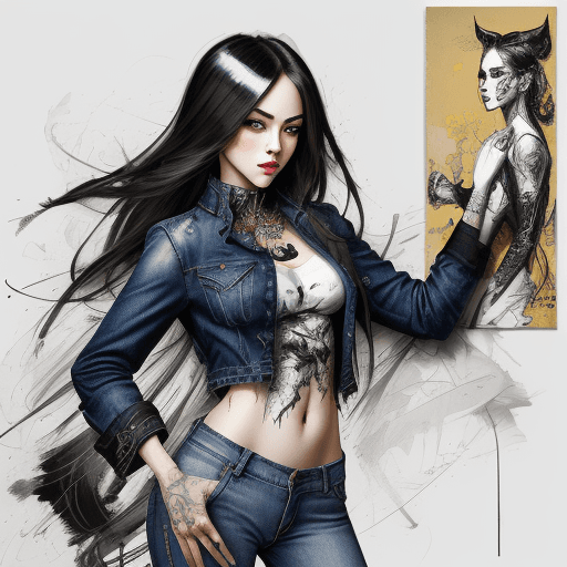 AI generated: POSTER PÄRCHEN, MANN, FRAU, JEANS, MUSKELN  style of russ mills, michael garmash, charming sketches,...
