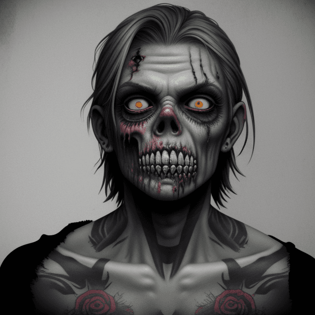 AI generated: zombie, sticker tattoo style, colorful, realistic, --ar 3:2 -