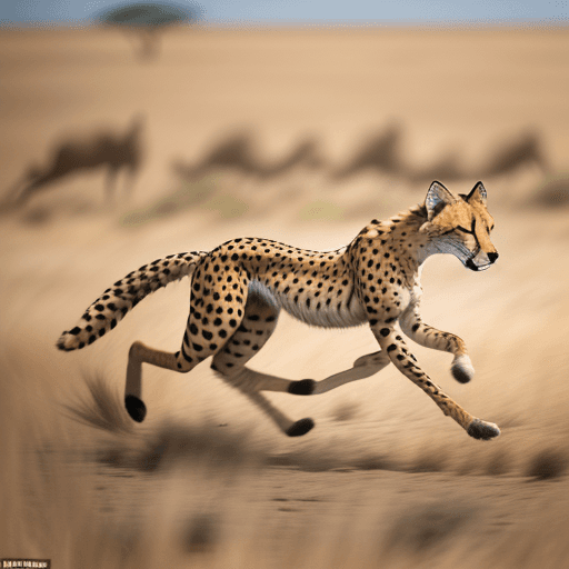 AI generated: A graceful cheetah sprinting across the savannah, captured in wildlife photography, precise focus on...