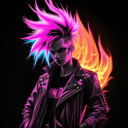 AI generated: neon, fire, punk