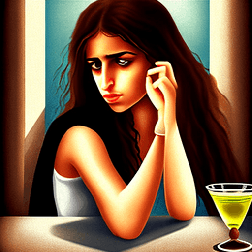 AI generated: puzzled Greek girl - empty glass.
style: romantic