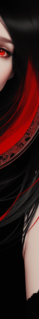 AI generated:  stunning half body portrait of a beautiful young lady, elegant, black and red colors, minimalism, d...