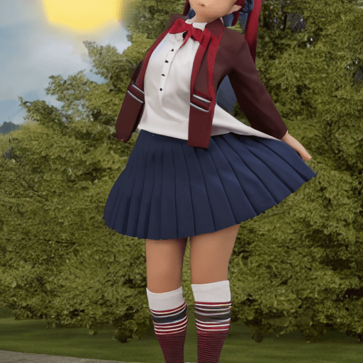 AI generated: Schoolgirl, uniform, pleated skirt, large breasts, 3d, hdr, Beautiful, rtx, full color, txaa, fkaa, ...
