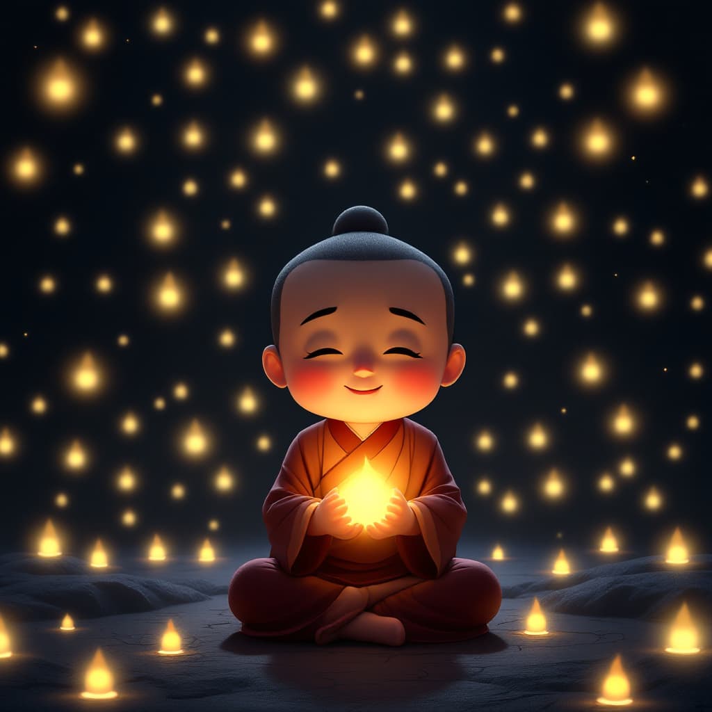 AI generated: A Japanese rendering of an animation depicting a little Chinese Taoist priest, who is kind and compa...