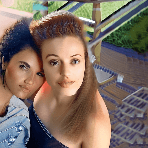 AI generated: Three Women, Many people, 20 Years old, 30 Years old, Brazilian, French, Busty, Fit, Tanned skin, Bi...