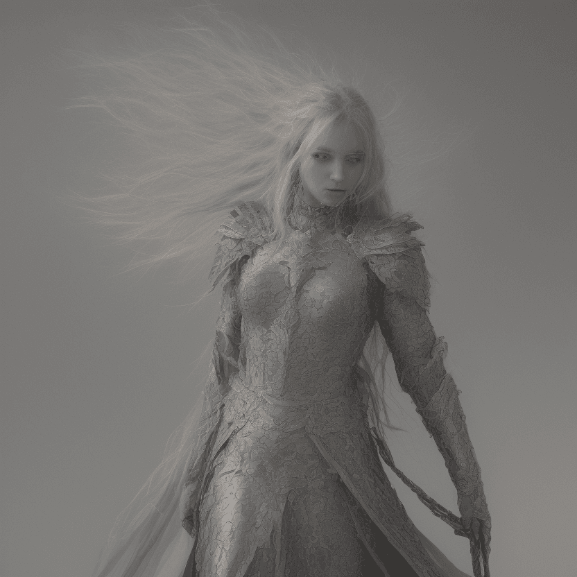 AI generated: /imagine 

The image depicts a woman in a fantasy setting, dressed in armor and holding a glowing sw...