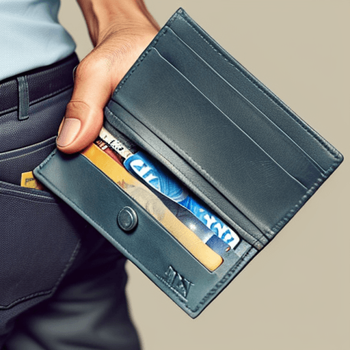 AI generated: a man showing he has no money in his wallet.