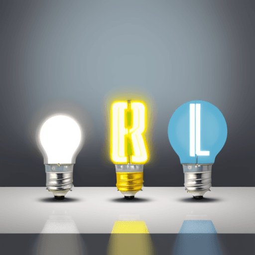 AI generated: a logo for a brand of led lamps, containing the letters L O, have the colors blue, yellow and white
