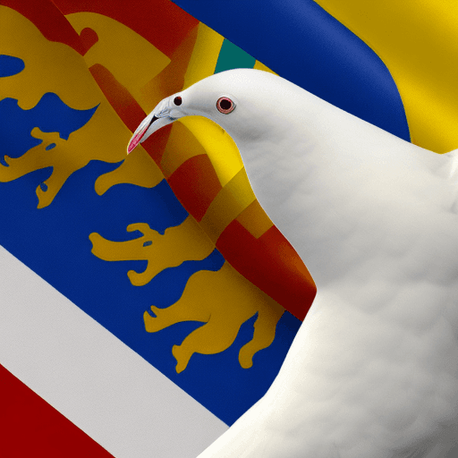 AI generated: 

flag of colombia, a white dove, realistic image 4k