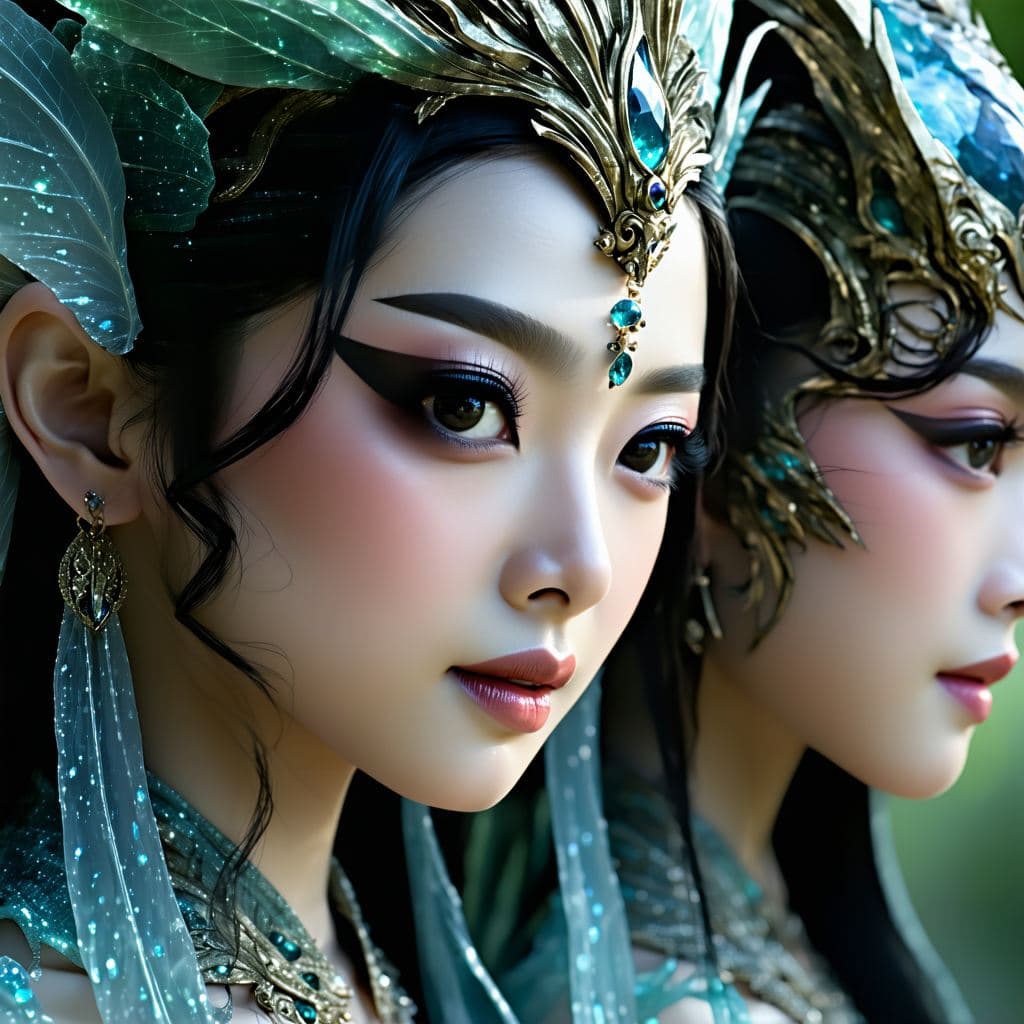 AI generated: 2 very beautiful sexy gorgeous Divine, mystical seductive Cambodian and Filipina Khmer-style Apsara ...