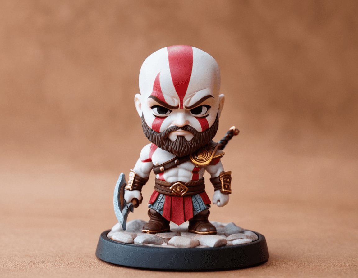 AI generated: Chibi Kratos figurine, modern Disney style, full color, detailed, cinematic composition, intricate d...