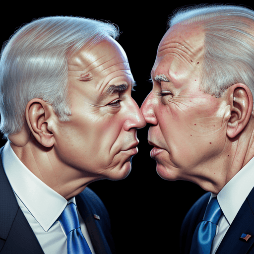 AI generated: High resolution photography of benjamin netanyahu and joe biden kissing ; 8k, intricate detail, phot...