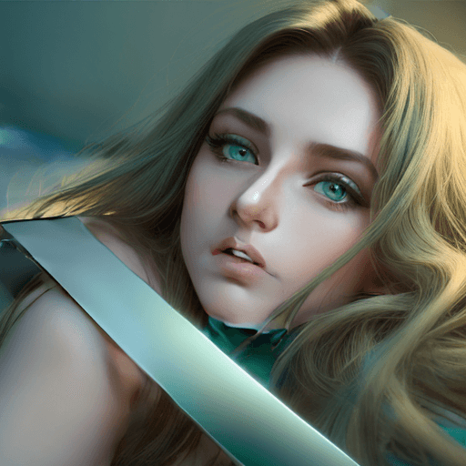 AI generated: a woman with long hair laying in bed, green eyes, in the style of yigal ozeri, anamorphic lens flare...