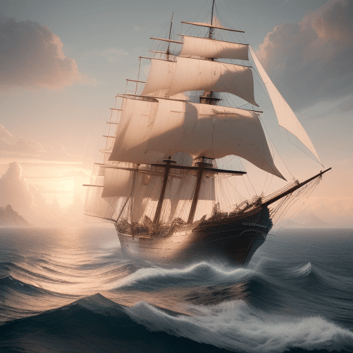 AI generated: Photo of a ultra realistic sailing ship, dramatic light, pale sunrise, cinematic lighting, battered,...