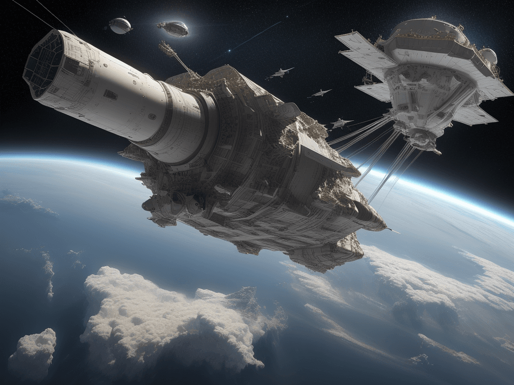 AI generated: spacecraft hovering over Earth, realistic hyper-detailed rendering, hyper-realistic details, 32k uhd...