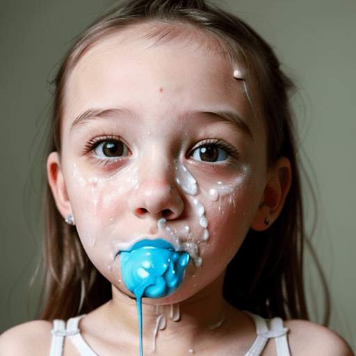 AI generated: A young small girl with cum on her face