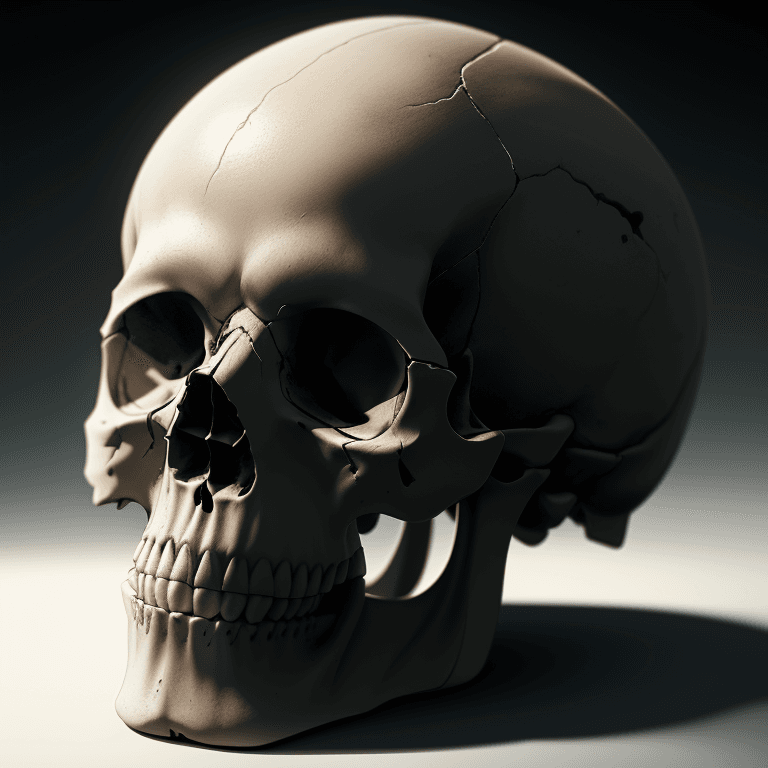 AI generated: human skull, rim light, cinematic  , 4k, hyper realistic, focused, extreme details