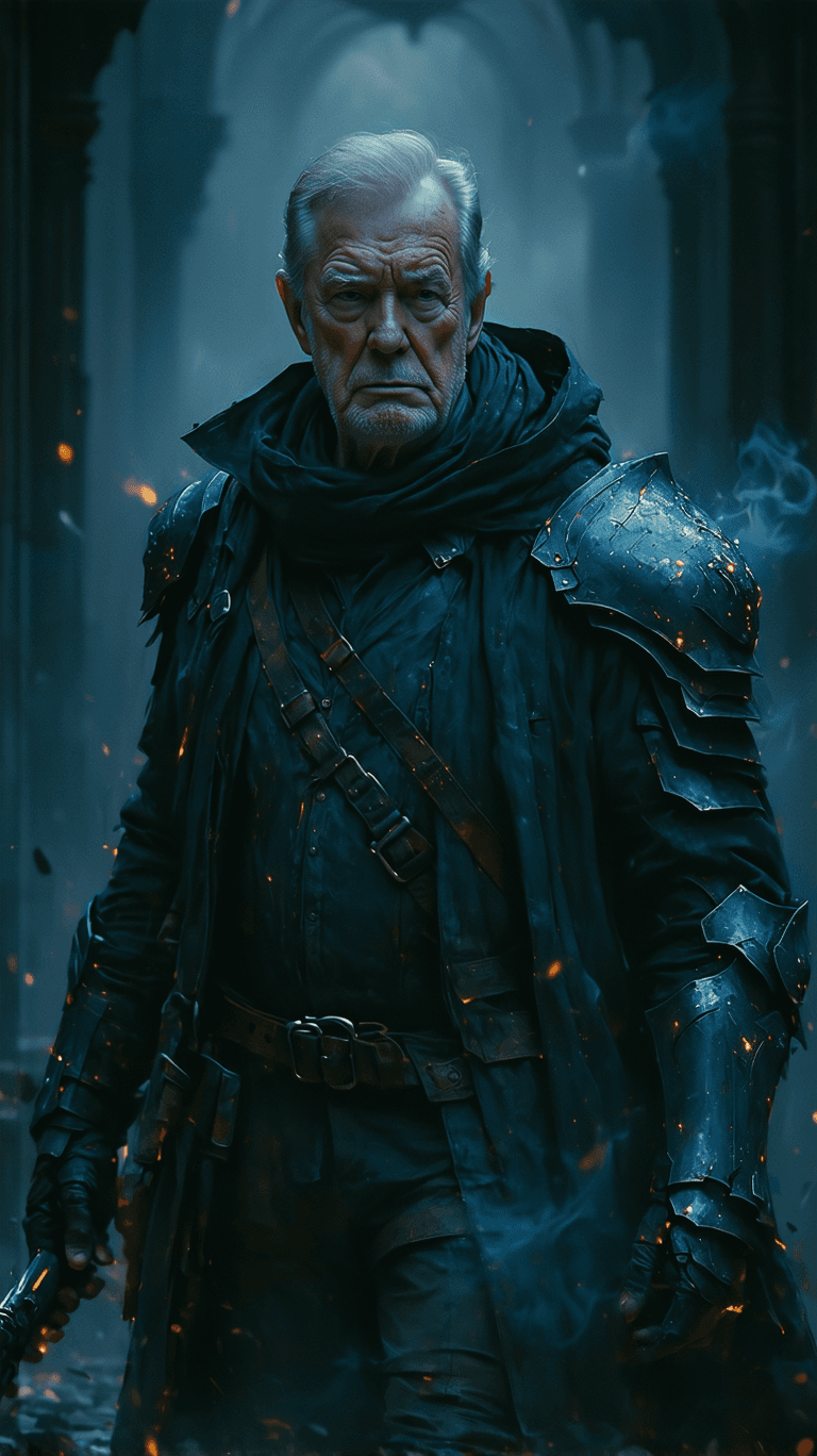 AI generated: A legendary, battle-hardened veteran stands amidst chaos, proving that age is nothing but a number. ...