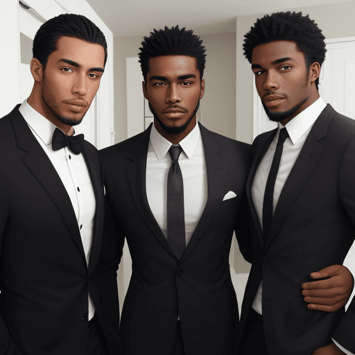 AI generated:  three handsome black man with attractive face standing