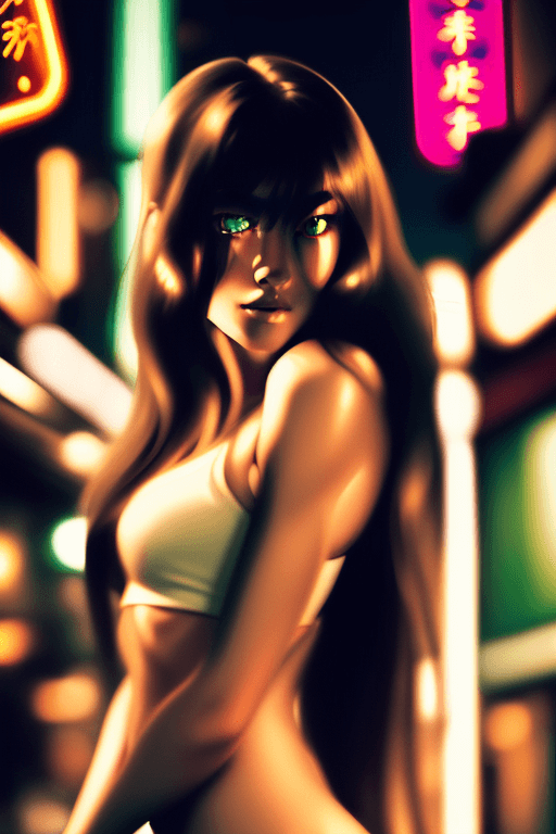 AI generated: realistic close portrait of very beautiful girl, a young supermodel girl, asian market backgroud, sh...