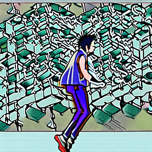 AI generated: A anime hot anime men running from a Real life girl, teleporter in the behind, men is shocked, girl ...