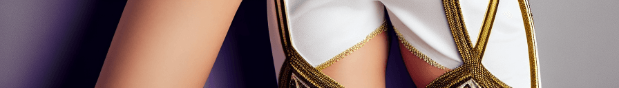 AI generated: film grain, full length of beautiful adult European woman standing, wearing white fashion stockings ...