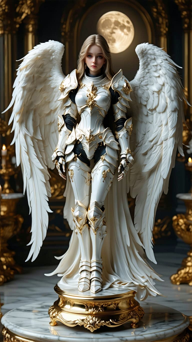 AI generated: a professional photo of a exceptionally beautiful porcelain figurine, {eleven year old}, (16 inch fi...