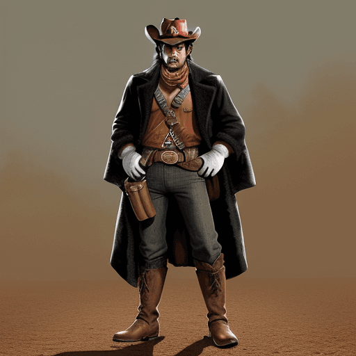 AI generated: Super Mario dressed as a cowboy from Red Dead Redemption, Mario has a pancho, a cowboy hat, boots, c...