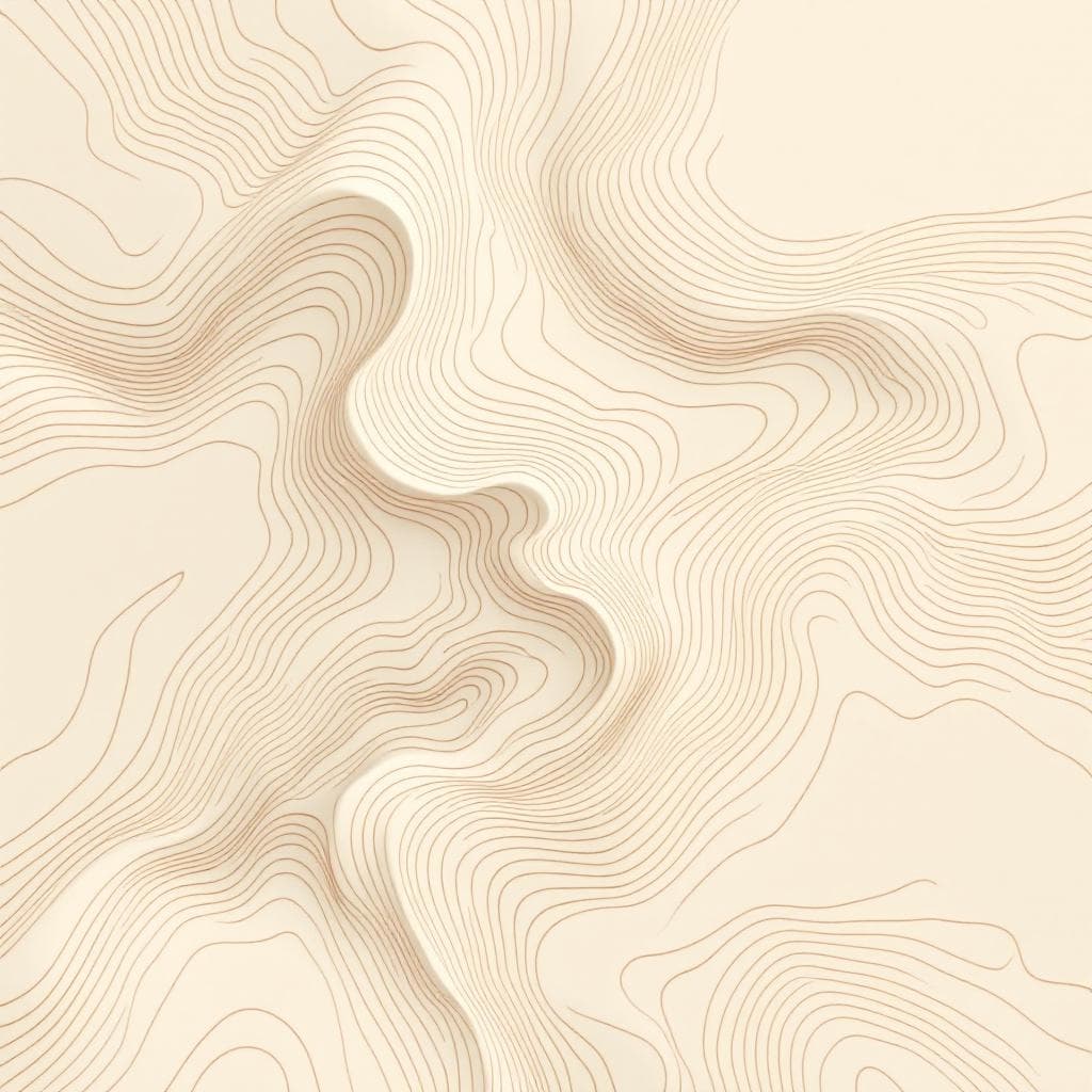 AI generated: Elegant abstract topographic line art. A top-down view with smooth, organic contour lines in a light...