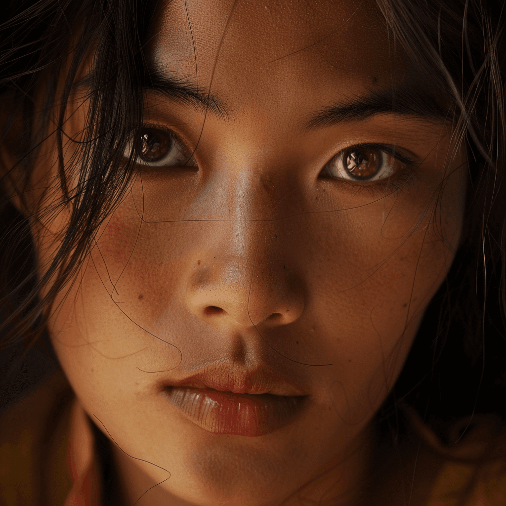 AI generated: a close up portrait of a stunning Bhutan woman, high quality photograph, evening light, very detaile...