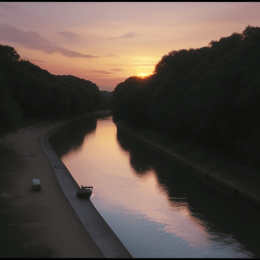 AI generated: makima, enjoy eyes , sunset , river