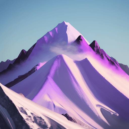AI generated: Painted snow mountain with a focus on purple