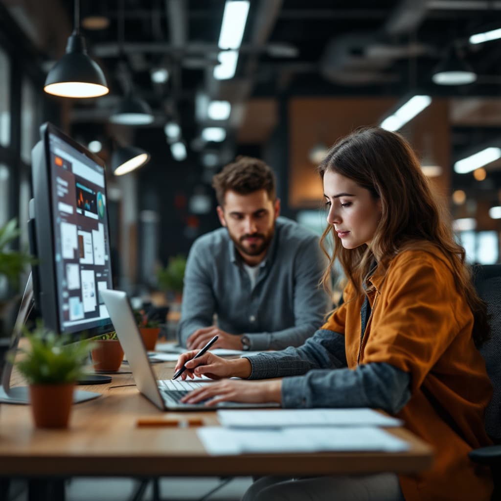 AI generated: equipo de trabajo en marketing y publicidad en una oficina moderna modelo fotografia 4k.