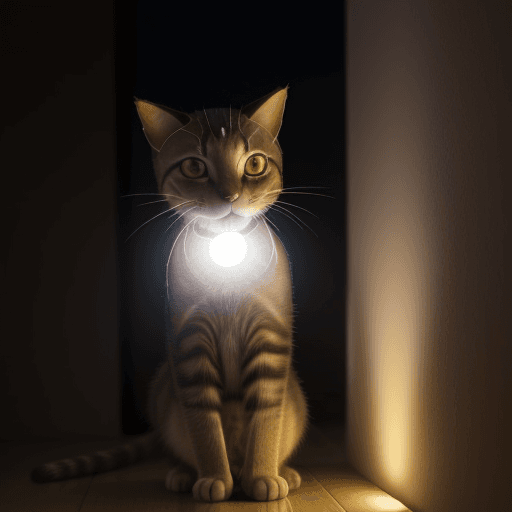 AI generated: gato apoyado en un farol con luces